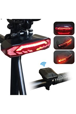 Akıllı Şarj Edilebilir Bisiklet Arka Lamba Dönüş Sinyali Stop Işığı, Uzaktan Kumandalı Alarm, Korna
