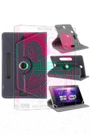 Lenovo TAB M8 HD TB-8505F 8 Uyumlu Üniversal Dönerli Standlı Tablet Kılıfı+Dokunmatik Kalem