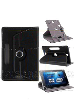 Alcatel 1T 7 Uyumlu Üniversal Dönerli Standlı Tablet Kılıfı +Dokunmatik Tablet Kalemi Hediye