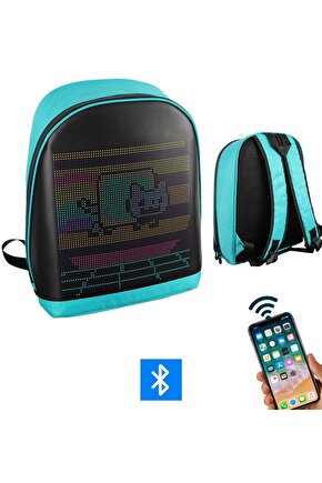 Led Ekranlı Motorsiklet Çantası Bluetooth APP Kontrollü Okul Sırt Çantası Gift Yazı Resim Pixell