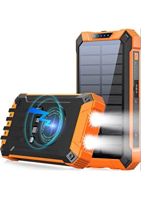 10000MAH POWERBANK SOLAR GÜNEŞ ENERJİLİ WİRELESS KABLOSUZ ŞARJ ÖZELLİKLİ TAŞINABİLİR ŞARJ LED IŞIKLI