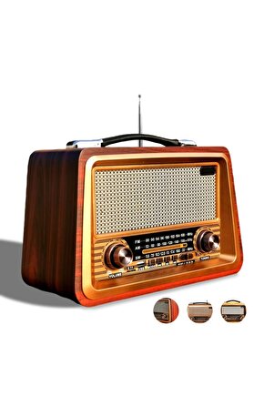 NOSTALJİK RADYO BLUETOOTH SPEAKER ŞARJLI SD KART USB GİRİŞLİ MP3 ÇALAR KABLOSUZ HOPARLÖR