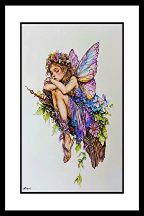 Kelebek Kız Digital Art ( ÇERÇEVESİZ - ÇERÇEVE YOKTUR ) ( ULTRA HD ) FOLYO AFİŞ - POSTER