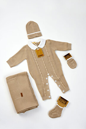 Yeni Doğan 5li Örme Triko Tulum Set (Özel Kutulu)