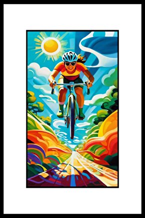 Bisikletli Kız Digital Art ( ÇERÇEVESİZ - ÇERÇEVE YOKTUR ) ( ULTRA HD ) FOLYO AFİŞ - POSTER