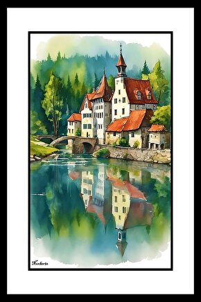 Sahildeki Ev Digital Art ( ÇERÇEVESİZ - ÇERÇEVE YOKTUR ) ( ULTRA HD ) FOLYO AFİŞ - POSTER