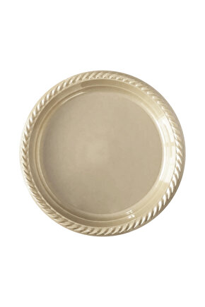 Krem Tek Kullanımlık Plastik Tabak 22cm 24lü