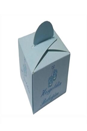 Hoşgeldin Bebeğim Yazılı 50li Mavi Renk Lokum Kutusu