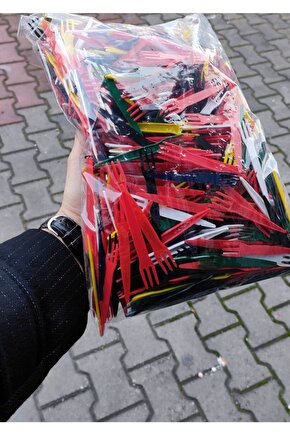 14 SÜS Plastik Cips Çatalı Renkli 1000 Adet