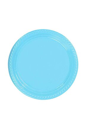 Mavi Renginde 22cm 25li Parlak Tabak Renkli Dayanıklı Plastik Doğum Günü Parti Tabağı