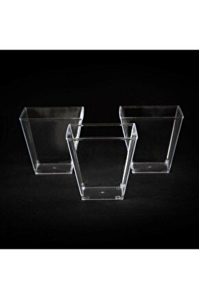 Şeffaf Kristal Mika Ekstra Sert Plastik Prizma Kübik Kase 200 Cc 20 adet