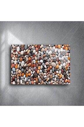 Renkli Çakıl Taşları Desenli Temperli Cam Tablo