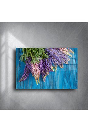 El Yapımı Mor ve Pembe Lupin Çiçek Tablosu