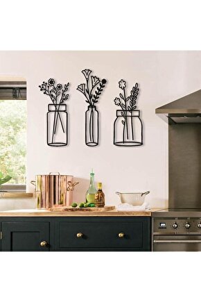 3 Mm Siyah Mdf Saksılar Duvar Dekoru