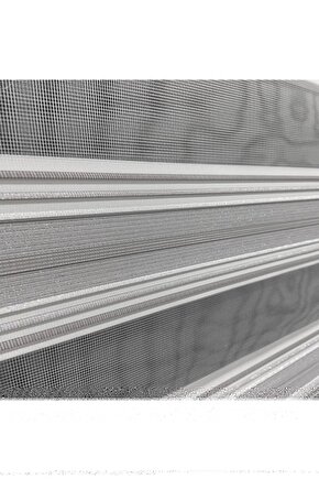 Zebra Stor Perde Ekru Gri Lüx Etek Dilimli