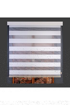 Beyaz Geniş Plise Zebra Stor Güneşlik Perde