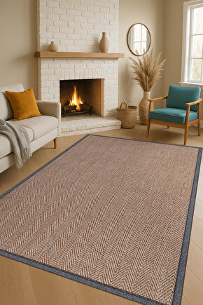 0408-Gri Kumaş Bordür Sisal Halı Kilim Hav Toz Vermez Kolay Temizlenen Hasır Kilim