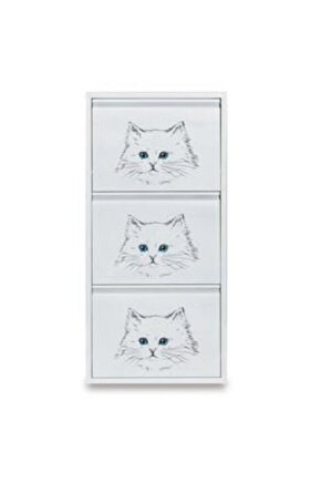 3’lü Metal Ayakkabılık (Beyaz-Kedi) | Göz Alıcı Tasarım ve Pratiklik