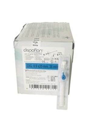 Dıspoflon Kanatlı ve Enjeksiyon Portlu Mavi Kanül 100 Adet