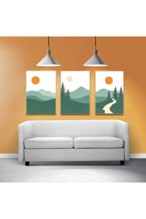 Matisse - Boho - Art Deco - Soyut - Doğa ( 3 lü Çerçevesiz ) Poster - Afiş - Tablo KR2C00898