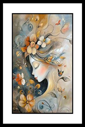 Kadın ve Çiçekler Digital Art ( ÇERÇEVESİZ - ÇERÇEVE YOKTUR ) ( ULTRA HD ) FOLYO AFİŞ - POSTER