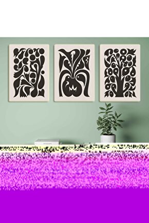 Matisse - Boho - Art Deco - Soyut - Doğa ( 3 lü Çerçevesiz ) Poster - Afiş - Tablo KR2C00722