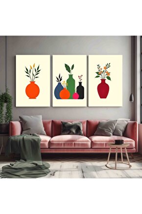 Matisse - Boho - Art Deco - Soyut - Doğa ( 3 lü Çerçevesiz ) Poster - Afiş - Tablo KR2C00266