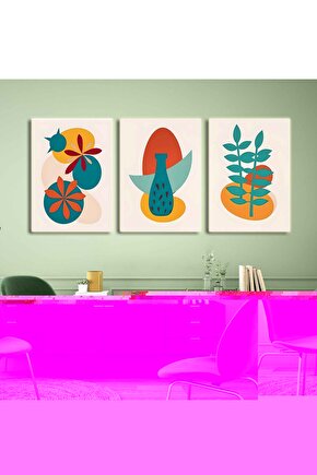 Matisse - Boho - Art Deco - Soyut - Doğa ( 3 lü Çerçevesiz ) Poster - Afiş - Tablo KR2C00267