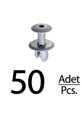 VW Beetle Bora Caddy Polo Jetta Passat T4 T5 T6 için Döşeme Klips Koyu Gri - 50 Adet