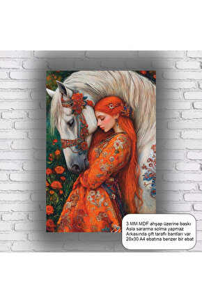 at ve kadın otantik estetik sanatsal mdf tablo ahşap poster