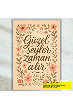 güzel şeyler zaman alır ev dekorasyon tablo retro ahşap poster
