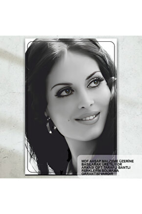 türkan şoray yeşilçam türk sineması siyah beyaz tablo retro ahşap poster