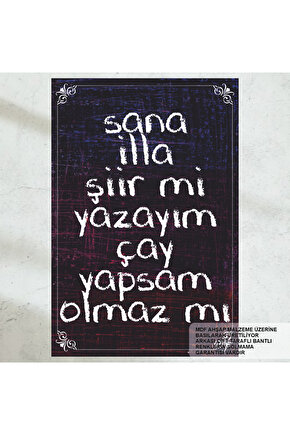 çay sözleri komik esprili duvar yazıları ev kafe mutfak dekorasyon tablo retro ahşap poster