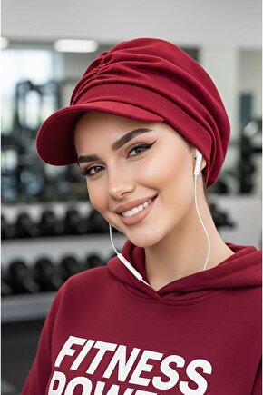 Bordo Tesettür Şapka Bone