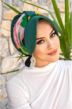 Zümrüt Geometrik Bantlı Şapka Bone