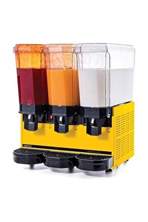 Klasik Triple, 2 Fıskiyeli, 1 Karıştırıcılı Soğuk İçecek Dispenseri 20+20+20 Litre Sarı