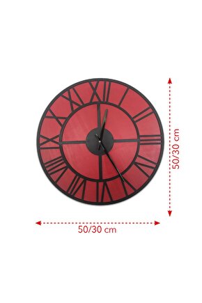 Yuvarlak Kırmızı Dekoratif Duvar Saati