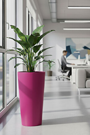 Aura Vaso 70x35cm Konik Fiberglass Büyük Saksı İç Mekan Dış Mekan