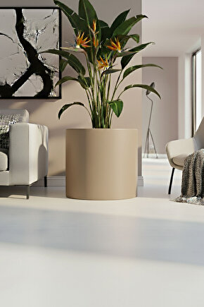 Aura Cylindro 50x50cm Fiber Silindir Saksı - Mat - Büyük Saksı - Üst Açıklık 42cm