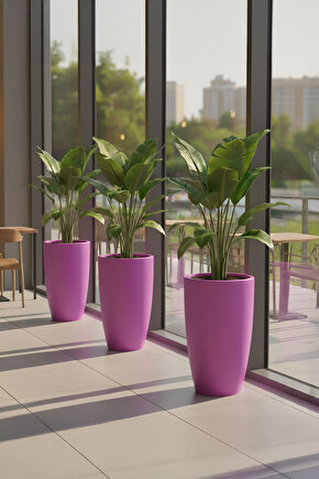 Aura Curva 70x40cm Kıvrımlı Konik Fiberglass Saksı Büyük Boy İç Dış Mekan Dış Mekan