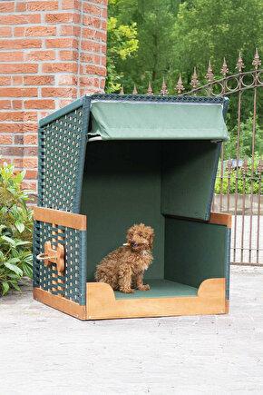 Best Friend Köpek Plaj ve Bahçe Evi - Hamağı Kumaş Hasır Ahşap ve Yastıklı G:82cm x Y:109cm x D:83cm