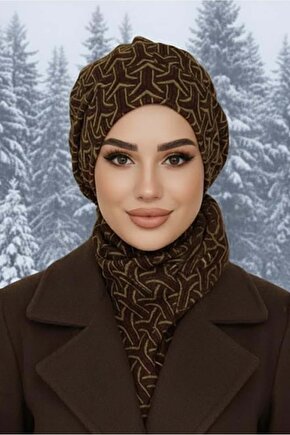 Kahve Desen Tesettür Bere Ve Etol Takım