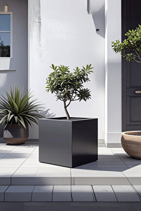 TerraGuard Demonte Küp Metal Saksı - 53x53x53cm Paslanmaz