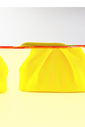 Heybes Kadın Sarı Piliseli Clutch El Çantası