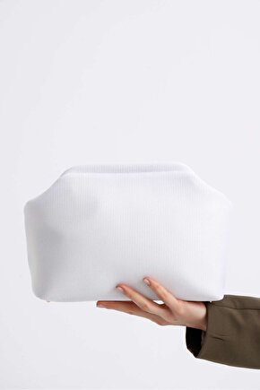 Heybes Kadın Beyaz Clutch Portföy El Çantası