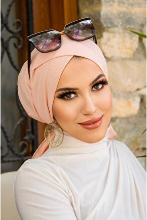 Açık Somon Çapraz Bantlı Bone