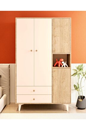 Lunetta 3 Kapılı Gardrop Safirmeşe-vizon Bej