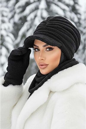 Siyah Kürk Şapka ve Etol Takım