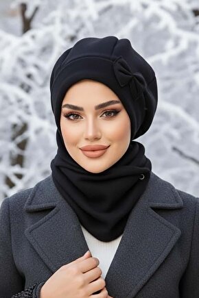 Siyah Fiyonklu Tesettür Bere Ve Etol Takım