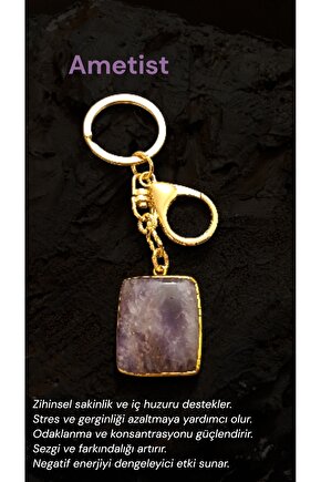 Doğal Taş AMETİST Anahtarlık 3.5×5 cm korma ve sakinlik